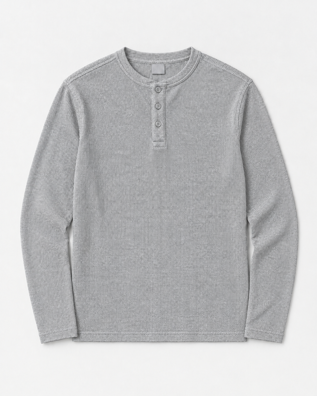 Heather Grey Full Sleeves Waffle Knit Henley