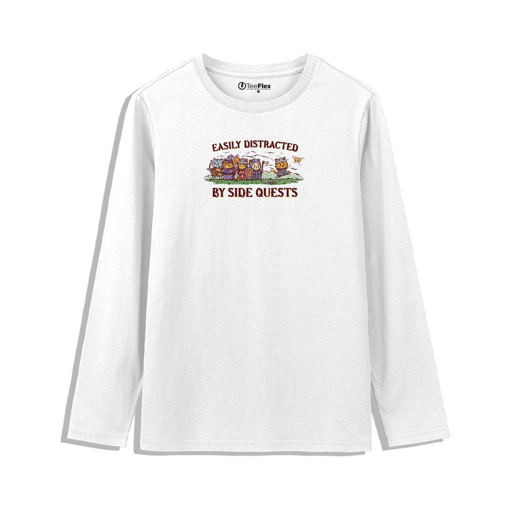 Easily Distracted By Side Quests Full Sleeves Tee