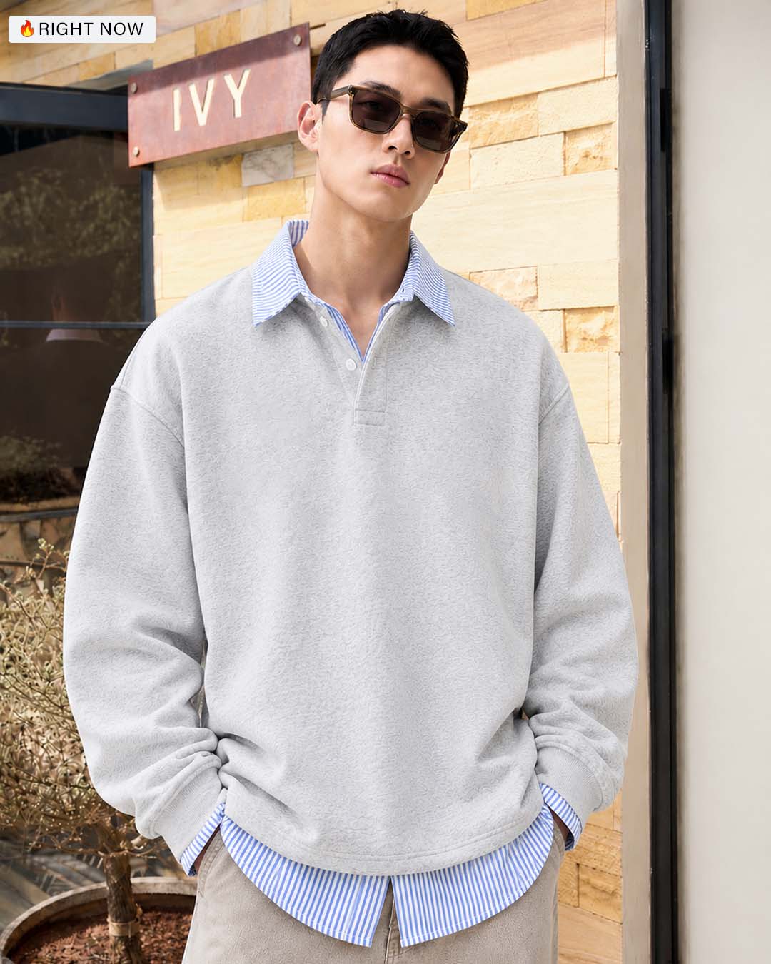 Heather Grey Korean Sweatshirt