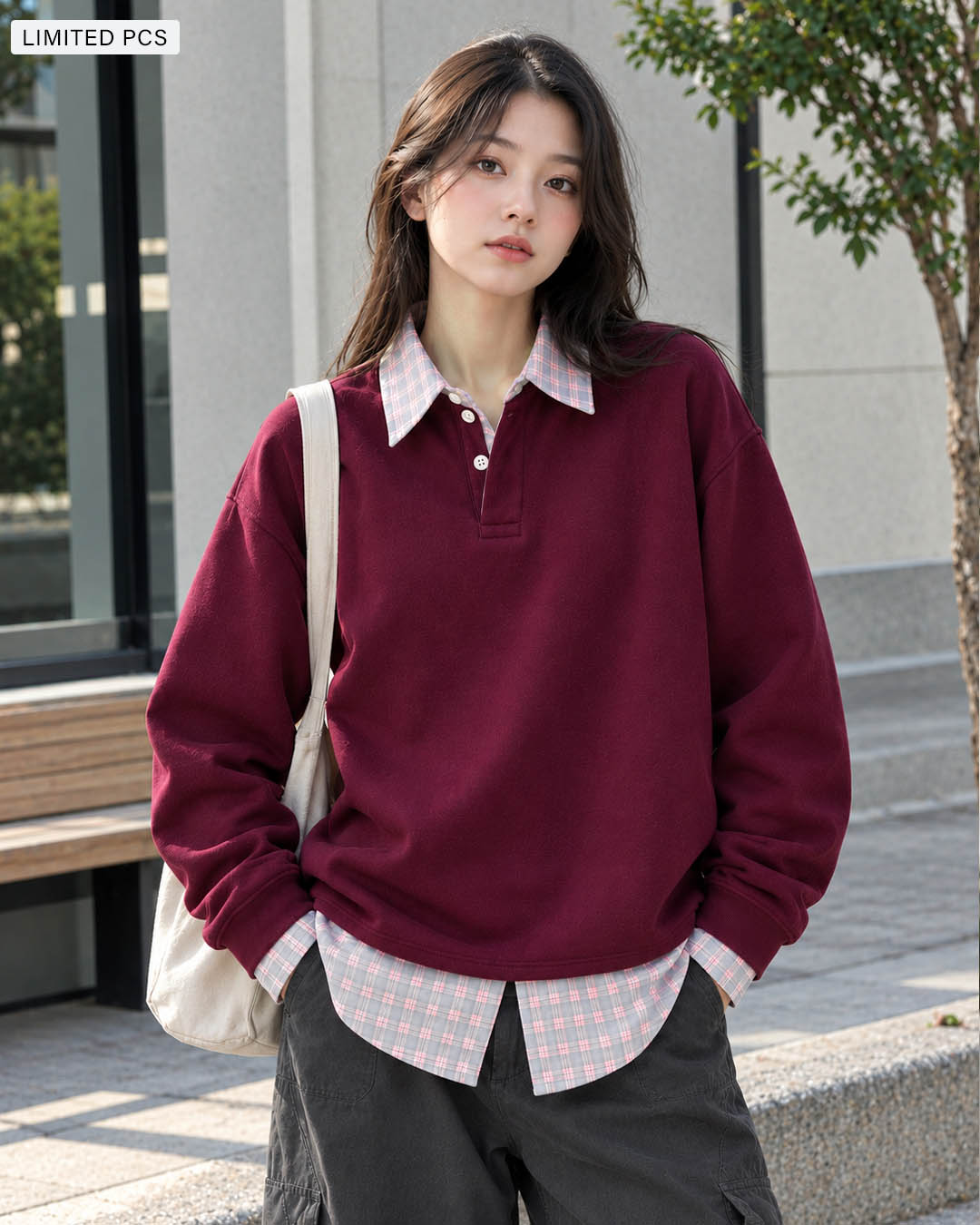 Burgundy Korean Sweatshirt Main image