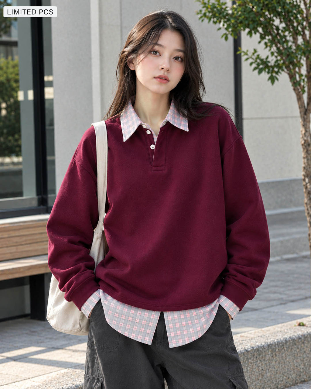 Burgundy Korean Sweatshirt