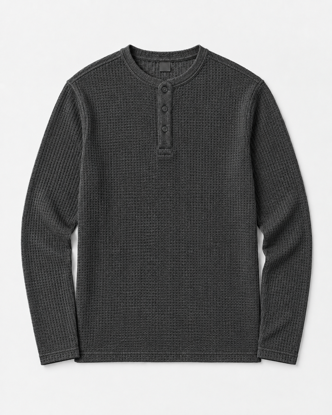 Charcoal Full Sleeves Waffle Knit Henley