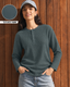 Brushed Steel Full Sleeves Waffle Knit Henley